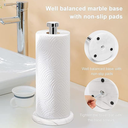 NearMoon Standing Paper Towel Holder, Kitchen Paper Towel Tissue Holder- for Bathroom Countertop, Standard or Jumbo-Sized Roll Paper (with Marble Base, Chrome Finish) - Image 6