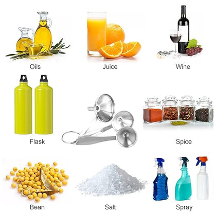 Large Small Funnel Set of 3, Food Grade Mini Funnels for Kitchen Use Filling Bottles Liquor Flask Tiny Spice Cooking Powder, 6Pcs Metal Stainless Steel Funnel (Long Handle), 2Pcs Cleaning Brushes YLYL - Image 6