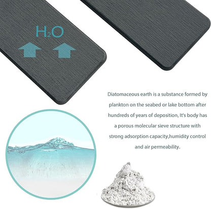 NiuYichee 2 Pcs Water Absorbing Stone Trays, Kitchen/Bathroom Sink Soap Dish, Diatomite Tray Used for Hand Soap & Cosmetic Bottles in The Modern Home, 3.15" W x 8.7" L, Dark Gray