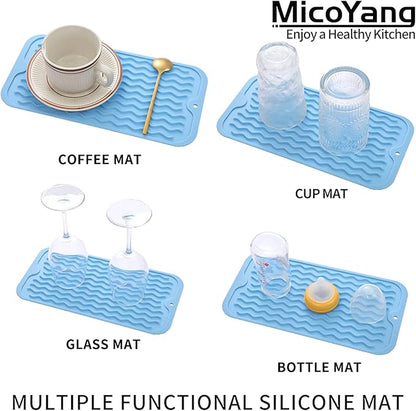 MicoYang Silicone Dish Drying Mat for Multiple Usage,Easy clean,Eco-friendly,Heat-resistant Silicone Mat for Kitchen Counter or Sink,Refrigerator or Drawer Liner Light Blue S 12 inches x 6 inches - Image 4