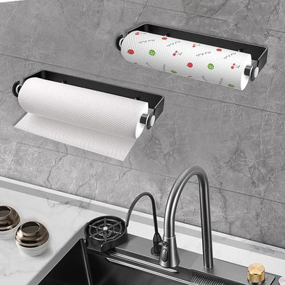 Under Cabinet Paper Towel Holder, Adhesive or Drill Mount Paper Towel Holder, Wall Mount Paper Towel Holders for Kitchen or Bathroom (Black) 2 Pack - Image 3