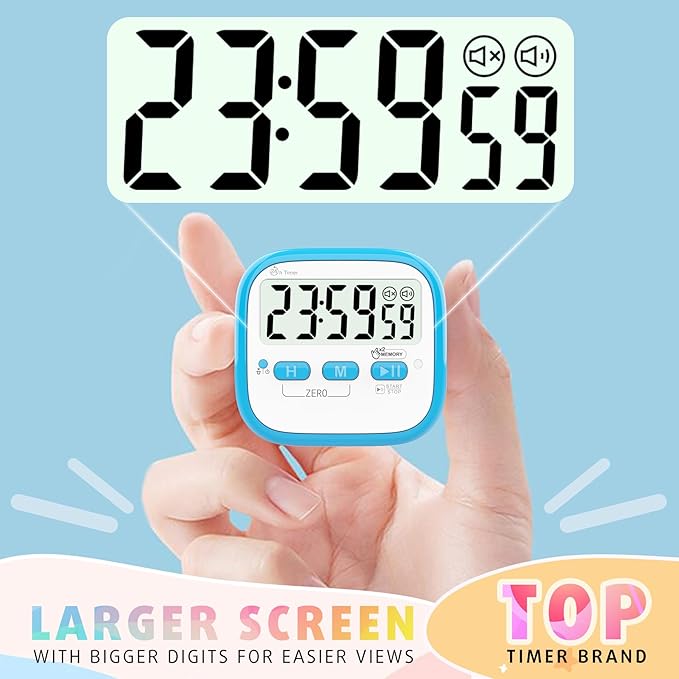 Antonki 2 Pack Classroom Timers for Kids Teachers, Magnetic Countdown Digital Kitchen Timer for Cooking, Study, Exercise, Games, Time Mangement - Loud/Silent Mode - Battery Included - Image 5