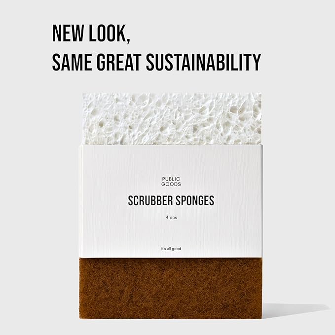 Public Goods Scrubber Sponge | Cleaning & Scrubbing Sponges for Dishes & Kitchen Sink | Natural, Plant-Based Sponges | Pack of 4 - Image 2