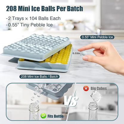 WIBIMEN Mini Ice Cube Trays, 0.55” Tiny Pebble Ice for Iced Coffee & Cocktails, Fast Chill, Easy Twist Release, Stackable with Lid & Storage Bin (2 Pack, Blue) - Image 4