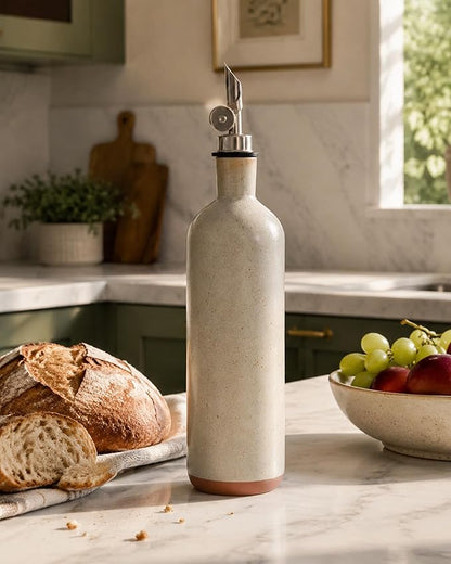17 oz Ceramic Olive Oil Dispenser for Kitchen, 500ml Porcelain Oil Container with Stainless Spout, Premium Cruet for Cooking, Vinegar, Salad, Air Fryer - Sage Green