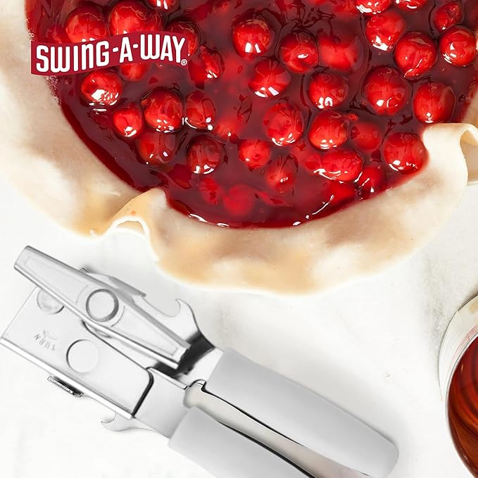 Swing-A-Way 8.6" Portable Can Opener with Sharp Blade, Manual Handheld, 2-in-1 Can & Bottle Opener, Made of Steel, Easy Turn Knob, Kitchen Essential for Cans, Bottles & Jars - 2-Pack (White & Black) - Image 4