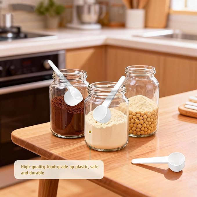 Twdrer 40-Piece 15ml (15cc) Food Grade Plastic Measuring Spoons & Coffee Scoops with Long Handle - Precise Measurement for Coffee, Baking, Spices, Protein Powder, Cooking Essentials