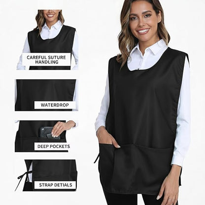 Xeoxarel Unisex Cobbler Apron with 3 Pockets, Smock Vest Apron, Suitable for Cooking，Kitchen，Garden，Hairstylist，Cleaning，Art