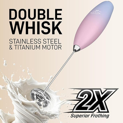 Zulay Kitchen Whisk Milk Frother with 4 Duracell Batteries - Powerful Handheld Foam Maker for Coffee, Lattes, Matcha, Hot Chocolate & Cappuccinos - Whip Creamy Froth in Seconds - Image 4