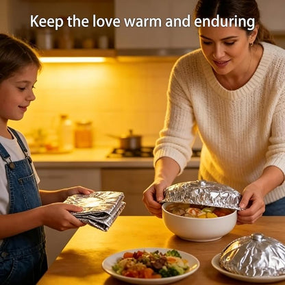 70PCS Reusable Aluminum Foil Food Covers, Aluminum tin Foil Insulation Cover, Elastic Food Covers for Kitchen, Leftovers, Meal Prep, Picnics, BBQ