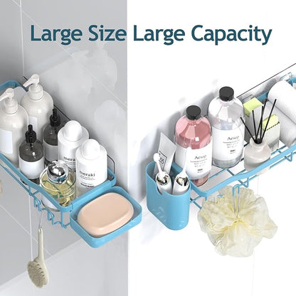 NESOMI Shower Caddy Adhesive Shower Organizer 8-Pack, Rustproof Stainless Steel Bathroom Shelves, Large Capacity No-Drill Rack Storage Accessories with Soap Dish Toothbrush Holder Hooks - Image 9