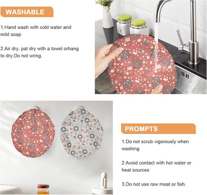Reusable Bowl Covers for Bread Proofing（2 Large）- Cotton Beeswax Bowl Covers Reusable with Elastic Rim, Sourdough Bowl Cover for Food Storage and Food Preservation (10INCH)(Christmas style)
