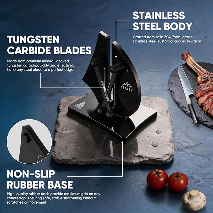 VN3 Professional Knife Sharpener | 3-Action Streamlined Sailboat Design for Effortless Knife Sharpening - The Ultimate Tool for Precision 11 to 21 Degree Angles (Obsidian Color) - Image 6