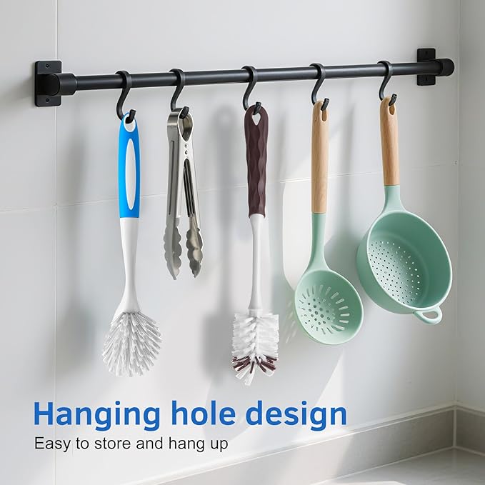 Long Handle Kitchen Cleaning Brush Set of 2, Long Handle Tableware Brush for Dishes, Sinks, pots, Pans, Long Handle Bottle Brush for Water Bottles, Glassware - Image 3