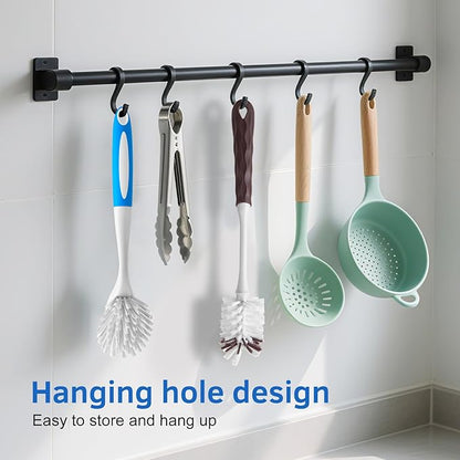 Long Handle Kitchen Cleaning Brush Set of 2, Long Handle Tableware Brush for Dishes, Sinks, pots, Pans, Long Handle Bottle Brush for Water Bottles, Glassware - Image 3