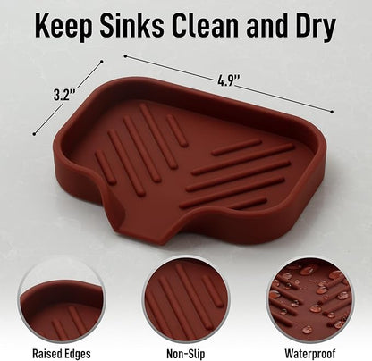 Zulay Kitchen Small Silicone Sponge Holder (4.9x3.3”) – Space-Saving Sink Organizer Tray for Sponge, Soap, Brush & More – Compact Non-Slip Dish for Kitchen & Bathroom (Canyon Rose) - Image 4