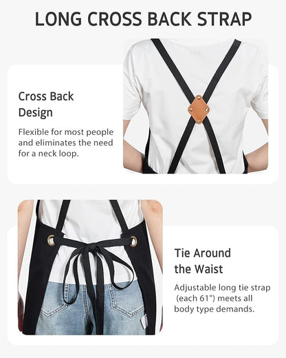 Syntus Chef Apron for Men Women Kitchen Cooking Apron with Pockets, Adjustable Bib Aprons Stain Resistant