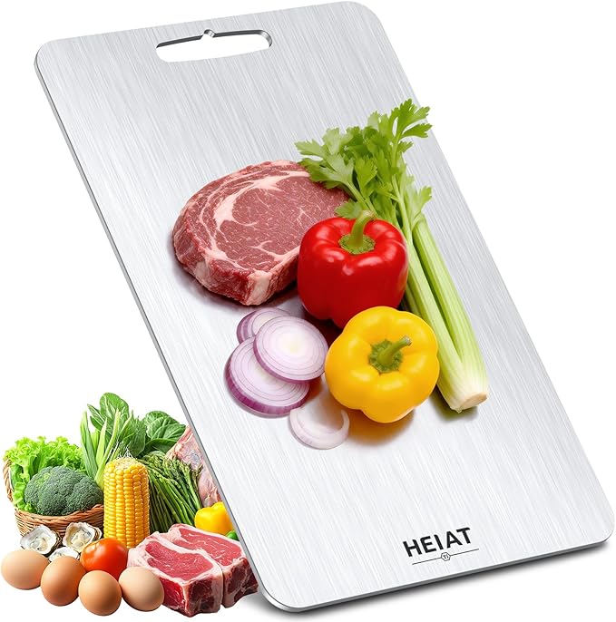 Titanium Cutting Board Set of 3, 100% Pure Titanium Cutting Boards for Kitchen, Non-Toxic, Double-Sided Chopping Boards for Raw & Cooked Food, Handles Included, Dishwasher Safe(16” x 10”) by Unknown