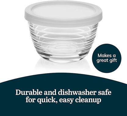 Libbey Small Glass Prep Bowls with Lids, Set of 8, 6.25 oz Small Bowls- Ideal for Leftovers, Meal Prep & Dips, Durable & Dishwasher Safe - Image 5