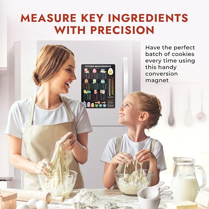 Levain & Co Kitchen Conversion Chart Magnet - Dark for Easier Cooking & Baking - Vintage Useful Gadgets - Cute Accessories - Cooking & Baking Accessories - Gifts for Bakers - Image 2