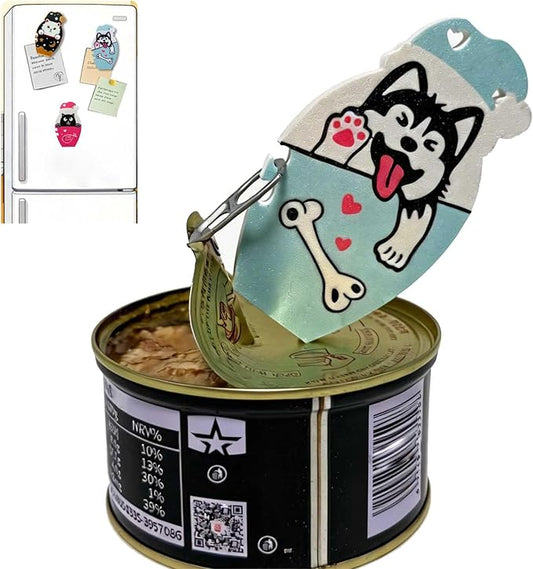 Ring Pull Can Opener for Soda Food Cat Cans Easy Open Tool for Weak Hands Arthritis Seniors Long Nails Magnetic Portable with Lanyard Dishwasher Safe Mothers Day Gift Blue Dog