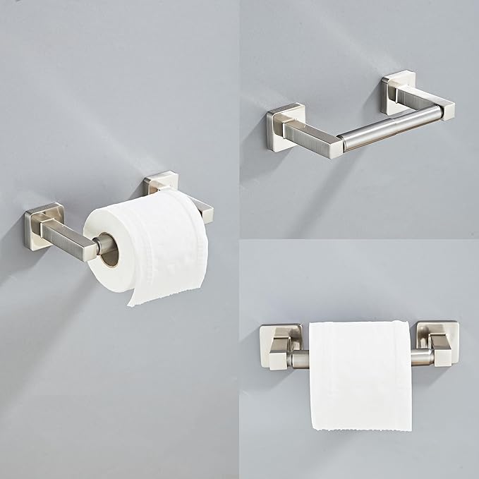 Brushed Nickel Bathroom Hardware Set 4 Pieces,Bathroom Accessories Set Stainless Steel Wall Mounted, Hand Towel Bar, Towel Ring, Robe Towel Hooks,Toilet Paper Holder,Towel Bar Set, 23.6 Inch - Image 5
