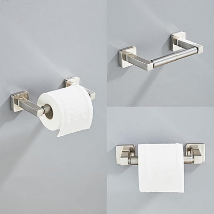 Brushed Nickel Bathroom Hardware Set 4 Pieces,Bathroom Accessories Set Stainless Steel Wall Mounted, Hand Towel Bar, Towel Ring, Robe Towel Hooks,Toilet Paper Holder,Towel Bar Set, 23.6 Inch - Image 5