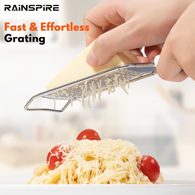 Rainspire Professional Cheese Graters for Kitchen Stainless Steel Handheld, Metal Lemon Zester Grater With Handle For Cheese, Chocolate, Spices, Kitchen Gadgets And Tools, Soft Grip Handle, Mint Green - Image 3