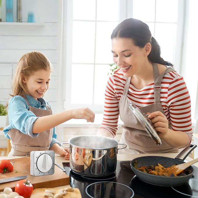 Kitchen Timers for Cooking, Chef Cooking Timer Clock with Loud Alarm,100% Mechanical Desk Timer - No Batteries Required - Magnetic Backing, Exquisite Stainless Steel Body - Countdown Reminder Magnetic - Image 3