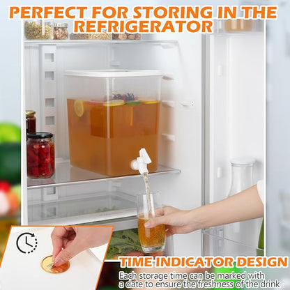 Domensi 2 Pack 2.5 Gallon Drink Dispenser for Fridge with Spigot Water Dispenser Leak Proof Lids Filter Screen Beverage Juice Container Sealed Plastic Lemonade Milk Cold Hot Drink Tea Jug for Party - Image 6