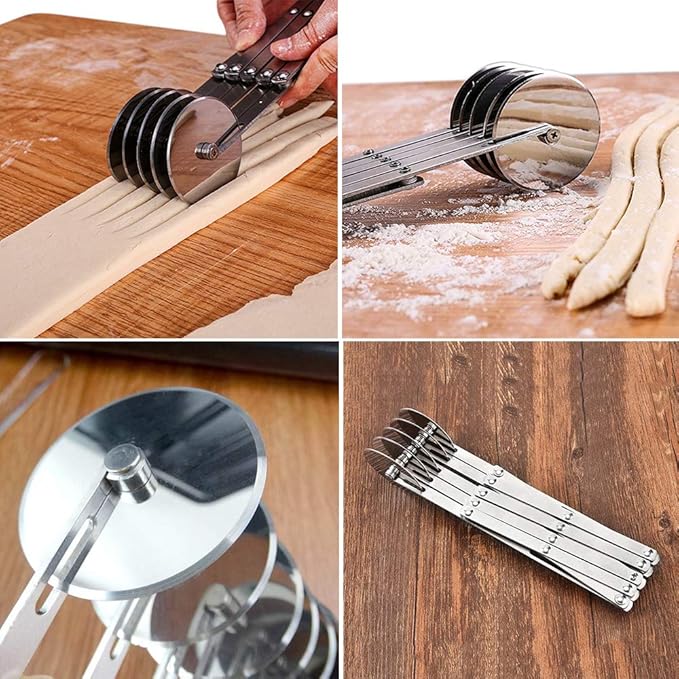 5 Wheel Pastry Cutter, Stainless Pizza Slicer, Expandable Pizza Slicer Multi-Round Pastry Knife Baking Cutter Roller Cookie Dough Cutter Divider - Image 6