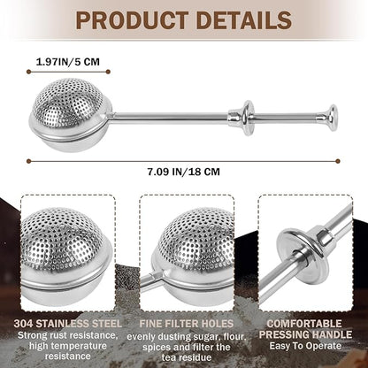 Stainless Steel Tea Strainer,Tea ball Strainers for Loose Tea,Loose Leaf Tea Steeper Fine Mesh Strainer Reusable，Tea Infuser One-Hand Operated Spring-Loaded