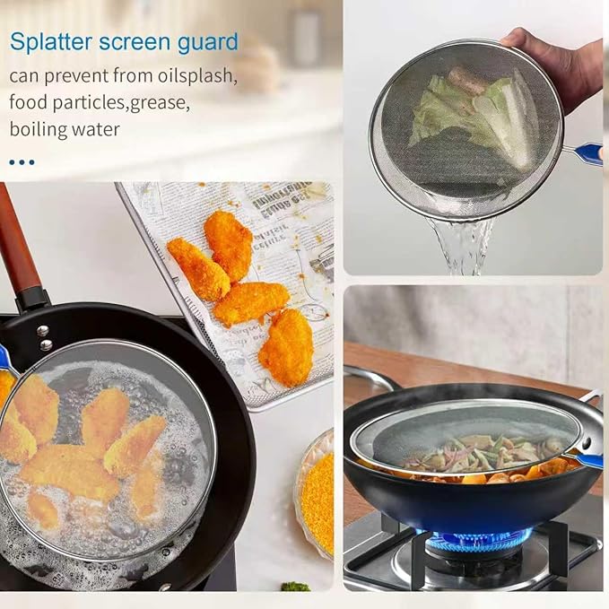 Splatter Screen for Frying Pan, 8 Inch Stainless Steel Small Grease Splatter Guard, Ultra Fine Mesh Prevents for Kitchen Frying Pan Cooking Supplies - Image 6