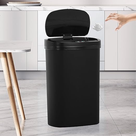 13 Gallon Trash Can | 50L Sensor Automatic Kitchen Trash Can with Lid | Touchless Garbage Bin Odor-Control for Kitchen, Office, Bedroom, Living Room (1 Pack, Black) - Image 9