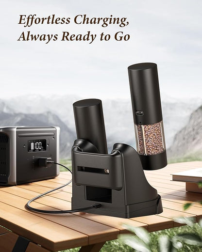 Electric Salt and Pepper Grinder Set - Automatic Refillable Salt and Pepper Grinders with Charging Base & LED Light, Adjustable Coarseness, One-handed Easy Operation, Ideal Kitchen Gadget - Image 8