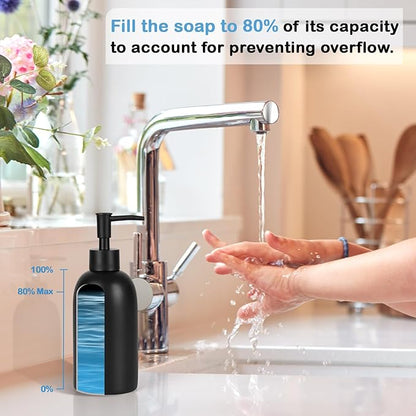 Natheeph 14OZ Ceramic Soap Dispenser Ceramic Soap Pump Dispenser Can Fill Liquid for Bathroom/Kitchen (2PC Black) - Image 3