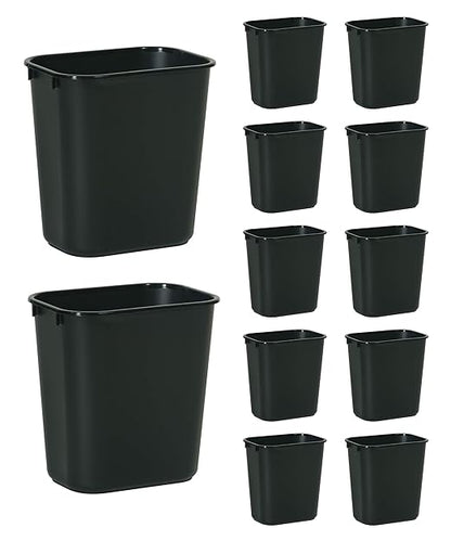Rubbermaid Commercial Products Deskside Wastebasket/Trash Can, 3.25-Gallon/13-Quart, Black, Plastic, for Bedroom/Bathroom/Office, Fits Under Desk/Sink/Cabinet, Pack of 12 by RubbermaidCommercialProducts