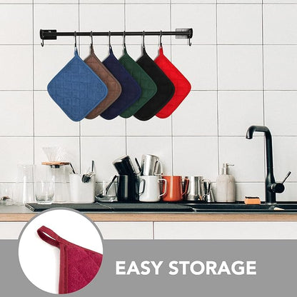 Joyhalo 6 Pack Pot Holders for Kitchen,Cotton Oven Holder with Great Heat Resistance,Non Slip Hot Pads for Kitchen Clearance,Dark Red - Image 6
