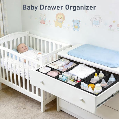 DIMJ Drawer Organizer Clothes Storage - 28 Pack Baby Dresser Organizer for Nursery, Foldable Closet Drawer Organizer Bins for Bedroom Organization, Fabric Storage Dividers for Socks, Underwears, Bras - Image 3