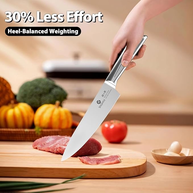 imarku Knife Set, 10 PCS Japanese Stainless Steel Knife Block Set, Kitchen Knife Sets with Wooden Drawer Organizer, Drawer Knife Set, Dishwasher Safe, Ultra Sharp Chef Knife, Gifts for Mom - Image 3