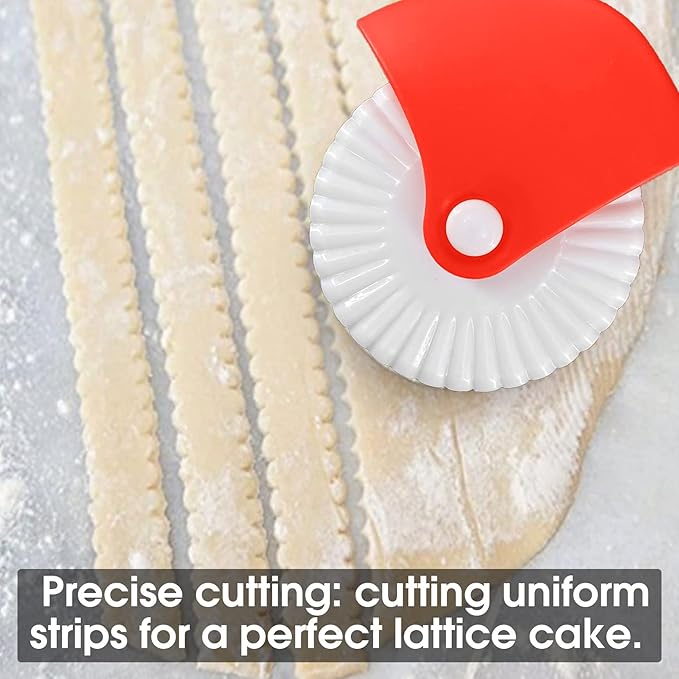 2 Pack Pastry Cutting Wheel, Pastry Wheel Decorator Pie Crust Pastry Wheel and Cutter for Cutting Pastry, Rolled Pastry Pie Crimper, Baking & Cooking Tool for Apple Pie Crust or Ravioli Pasta - Image 5