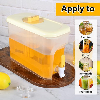 Drink Dispenser for Fridge 1 Gallon Beverage Liquid Drink Container with Spigot for Party Upgraded Gallon Water Dispenser Ice Tea Pitcher for Fridge