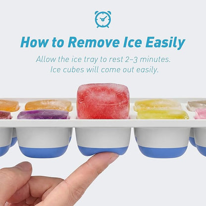 ChefAide Ice Cube Tray with Lid, 4 Packs 56 Cubes Durable Stackable Ice Cube Trays for Freezer with Removable Lids, Easy-Release Plastic & Silicone Ice Tray for Cocktail, Coffee - Image 2