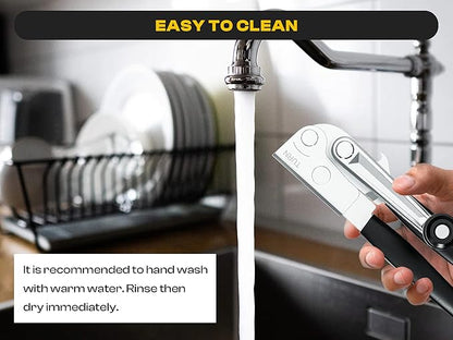 Heavy Duty Can Opener with Magnet – Commercial Can Opener Manual for Seniors, Hand Held, Sharp Blade, Smooth Edge – Folding Knob for Easy Storage, Built in Bottle Opener - Image 6