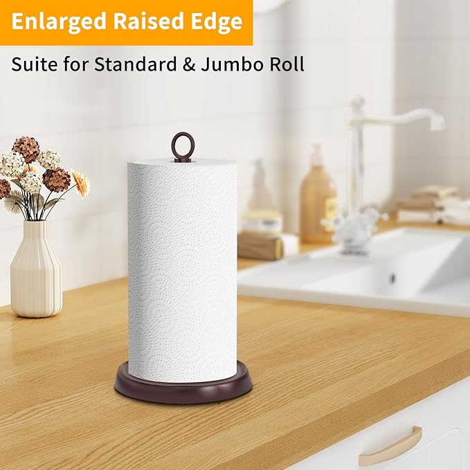 Oil Rubbed Bronze Paper Towel Holder Countertop, Oil Rubbed Bronze Kitchen Accessories Decor, Stainless Steel, Weighted Base, Paper Towel Stand for Bathroom Farmhouse Essentials - Image 6