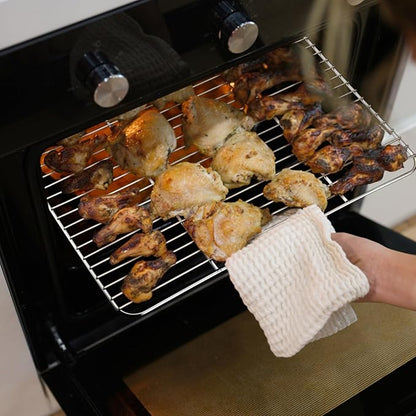 P&P CHEF Baking Cooling Rack Set for Cooking Roasting, 4-Piece Stainless Steel Wire Racks for Oven Use, Healthy & Dishwasher Safe, Rectangle, 8.6 + 9.7+ 11.6 + 15.3 Inch