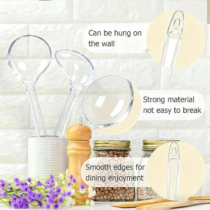 Large Plastic Serving Spoons,Disposable Heavy Duty Serving Spoons,Long Handle Scoop Soup Rice Ladle for Party Catering Buffet Restaurant,20 Pieces (Clear) - Image 3