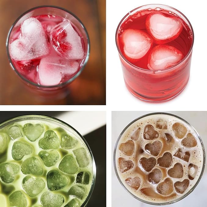2 Pack Heart Shpaed Ice Cube Trays with Lids, 42 Holes Silicone Heart Ice Cube Molds for Whiskey, Cocktail, Fun Shapes Ice Cubes, Chocolate, Candle, Candy, Jelly, Jello - with Lids Bins - Image 5