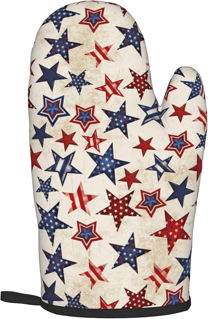 Patriotic Stars Oven Mitts - 4th of July Kitchen Mitts Pot Holders Sets of 2 Red White and Blue Hot Mitts Independence Memorial Day Hot Pads for Cooking Baking Grilling - Image 8