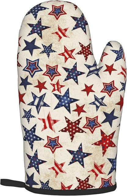 Patriotic Stars Oven Mitts - 4th of July Kitchen Mitts Pot Holders Sets of 2 Red White and Blue Hot Mitts Independence Memorial Day Hot Pads for Cooking Baking Grilling - Image 8
